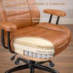 YUNSCEND Brown Leather Office Chair with Quiet Rubber Wheels and Lumbar Support, Mid-Back Ergonomic Desk Chair with Removable Armrests, Height Adjustable Computer Chair for Home Office