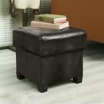 GLAXYFUR Storage Ottoman Cube Folding Footstool PU Leather Storage Bench with Legs, Storage Chest for Living Room, Bedroom, 15.7 x 15.7 x15.7 Inches, Black