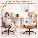 YUNSCEND Brown Leather Office Chair with Quiet Rubber Wheels and Lumbar Support, Mid-Back Ergonomic Desk Chair with Removable Armrests, Height Adjustable Computer Chair for Home Office