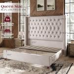 PaPaJet Queen Size Bed Frame with 61.4" Tall Wingback Design Headboard, Velvet Upholstered Platform, Handmade Deep Button Tufting, Solid Wood Legs, No Box Spring Needed, Cream