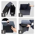 GLAXYFUR Storage Ottoman Cube Folding Footstool PU Leather Storage Bench with Legs, Storage Chest for Living Room, Bedroom, 15.7 x 15.7 x15.7 Inches, Black