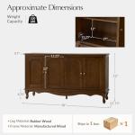 HULALA HOME Sideboard Buffet Cabinet with Storage, 58" Kitchen Farmhouse Wood Credenza Storage Cabinet with 4 Doors & 2 Shelves, Accent Console Table with Solid Wood Legs & Adjustable Shelves, Walnut