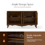 HULALA HOME Sideboard Buffet Cabinet with Storage, 58" Kitchen Farmhouse Wood Credenza Storage Cabinet with 4 Doors & 2 Shelves, Accent Console Table with Solid Wood Legs & Adjustable Shelves, Walnut