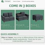 Shintenchi Sectional Couch, Convertible L Shaped Couch with Storage, Modular Sectional Sofa with Storage Ottoman for Living Room, Apartment, Office, Dark Gray