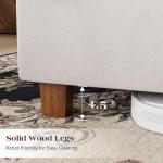 PaPaJet Queen Size Bed Frame with 61.4" Tall Wingback Design Headboard, Velvet Upholstered Platform, Handmade Deep Button Tufting, Solid Wood Legs, No Box Spring Needed, Cream