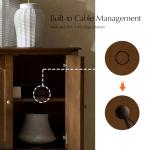 HULALA HOME Sideboard Buffet Cabinet with Storage, 58" Kitchen Farmhouse Wood Credenza Storage Cabinet with 4 Doors & 2 Shelves, Accent Console Table with Solid Wood Legs & Adjustable Shelves, Walnut