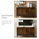 HULALA HOME Sideboard Buffet Cabinet with Storage, 58" Kitchen Farmhouse Wood Credenza Storage Cabinet with 4 Doors & 2 Shelves, Accent Console Table with Solid Wood Legs & Adjustable Shelves, Walnut