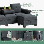 Shintenchi Sectional Couch, Convertible L Shaped Couch with Storage, Modular Sectional Sofa with Storage Ottoman for Living Room, Apartment, Office, Dark Gray