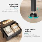 Lazzanto Night Stand Bedside Table Bedroom - Tall Nightstand with Charging Station & LED Light Strip, Bed Side Table with Storage Shelf & 4 Fabric Drawers, 2 U-S-B Ports & 2 AC Outlets