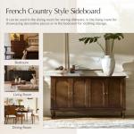 HULALA HOME Sideboard Buffet Cabinet with Storage, 58" Kitchen Farmhouse Wood Credenza Storage Cabinet with 4 Doors & 2 Shelves, Accent Console Table with Solid Wood Legs & Adjustable Shelves, Walnut
