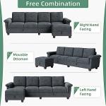 Shintenchi Sectional Couch, Convertible L Shaped Couch with Storage, Modular Sectional Sofa with Storage Ottoman for Living Room, Apartment, Office, Dark Gray