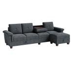 Shintenchi Sectional Couch, Convertible L Shaped Couch with Storage, Modular Sectional Sofa with Storage Ottoman for Living Room, Apartment, Office, Dark Gray