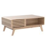 mopio Ensley Coffee Table with Storage, Mid Century Modern, Farmhouse Wood Coffee Table for Living Room Fluted (Oak)