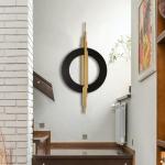 JFUJFU Large Black And Gold Metal Art 3d Wall Decor with Geometric Round & Line for Living Room & Bedroom