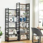 HOMBAZAAR 7 Tier Bookshelf,84 inch Tall Industrial Bookcase with Metal Frame and Open Shelves,Rustic Heavy Duty 7 Shelf Bookcase, Office Book Shelves for Living Room and Bedroom,Brown