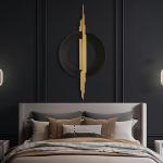 JFUJFU Large Black And Gold Metal Art 3d Wall Decor with Geometric Round & Line for Living Room & Bedroom