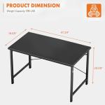 Sweetcrispy Computer Office Desk 48 Inch Student Study Writing Work with Metal Frame Wood Tabletop Modern Simple PC Home Bedroom Table - Basic Black