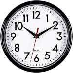 Bernhard Products Black Wall Clock 8" Silent Non-Ticking Quality Quartz Battery Operated Small Clock for Home/Office/Kitchen/Classroom/Bedroom Easy to Read