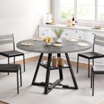 Jocoevol Round Dining Table for 4,Kitchen Dining Room Circle Dinner Pedestal Table,Space Saving Wood Kitchen & Dining Room Furniture, 42In,Grey