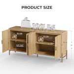 Nidouillet Fluted Storage Cabinets, 4-Door Console Cabinet & Sideboard Buffet with Reinforced Metal Corner Braces, Sturdy TV Stand and Coffee Bar for Living Room, Kitchen, Dining Room, Natural Oak