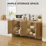 Nidouillet Fluted Storage Cabinets, 4-Door Console Cabinet & Sideboard Buffet with Reinforced Metal Corner Braces, Sturdy TV Stand and Coffee Bar for Living Room, Kitchen, Dining Room, Natural Oak