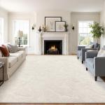 Pauwer Area Rugs for Living Room 8x10, Machine Washable Non Slip Neutral Boho Modern Rug, Soft Fluffy Carpet for Bedroom Dining Room Nursery Office Indoor Farmhouse, Beige