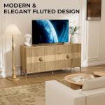 Nidouillet Fluted Storage Cabinets, 4-Door Console Cabinet & Sideboard Buffet with Reinforced Metal Corner Braces, Sturdy TV Stand and Coffee Bar for Living Room, Kitchen, Dining Room, Natural Oak