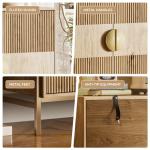 Nidouillet Fluted Storage Cabinets, 4-Door Console Cabinet & Sideboard Buffet with Reinforced Metal Corner Braces, Sturdy TV Stand and Coffee Bar for Living Room, Kitchen, Dining Room, Natural Oak