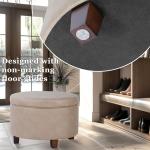 Homepop Home Decor | Upholstered Faux Leather Round Storage Ottoman | Ottoman with Storage for Living Room & Bedroom, Taupe Brown