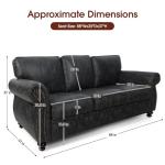 Couchus Mid-Century Vintage Sofa Couches with Rivet Design,3-Seater Sofa,Removable Sofa Cover Upholstered Cushions and Solid Wood Frame (Grey, 3-Seater)