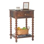 AWASEN Nightstand, Mid Century Modern Night Stand with Drawer for Living Room, Modern Bedside End Table with Spindle Wood Legs for Bedroom, Office, Rustic Brown