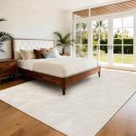 Pauwer Area Rugs for Living Room 8x10, Machine Washable Non Slip Neutral Boho Modern Rug, Soft Fluffy Carpet for Bedroom Dining Room Nursery Office Indoor Farmhouse, Beige