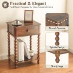 AWASEN Nightstand, Mid Century Modern Night Stand with Drawer for Living Room, Modern Bedside End Table with Spindle Wood Legs for Bedroom, Office, Rustic Brown