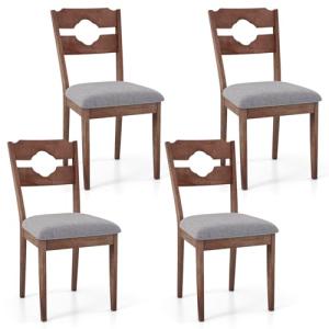 GOFLAME Dining Chairs Set of 4, Fabric Upholstered Kitchen Chairs with Padded Seat, High Back, Rubber Wood Frame, Mid-Century Farmhouse Accent Side Chairs for Dining Room, Living Room, Restaurant
