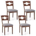 GOFLAME Dining Chairs Set of 4, Fabric Upholstered Kitchen Chairs with Padded Seat, High Back, Rubber Wood Frame, Mid-Century Farmhouse Accent Side Chairs for Dining Room, Living Room, Restaurant
