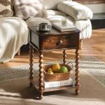 AWASEN Nightstand, Mid Century Modern Night Stand with Drawer for Living Room, Modern Bedside End Table with Spindle Wood Legs for Bedroom, Office, Rustic Brown