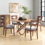 GOFLAME Dining Chairs Set of 4, Fabric Upholstered Kitchen Chairs with Padded Seat, High Back, Rubber Wood Frame, Mid-Century Farmhouse Accent Side Chairs for Dining Room, Living Room, Restaurant