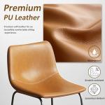 VENDORZ 26 Inch Counter Height Bar Stools Set of 2, Leather Whiskey Counter Stools, Counter Height Bar Chairs with Back, Height Barstool with Metal Legs and Footrest, Modern Armless Kitchen Barstool