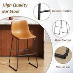 VENDORZ 26 Inch Counter Height Bar Stools Set of 2, Leather Whiskey Counter Stools, Counter Height Bar Chairs with Back, Height Barstool with Metal Legs and Footrest, Modern Armless Kitchen Barstool