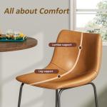 VENDORZ 26 Inch Counter Height Bar Stools Set of 2, Leather Whiskey Counter Stools, Counter Height Bar Chairs with Back, Height Barstool with Metal Legs and Footrest, Modern Armless Kitchen Barstool