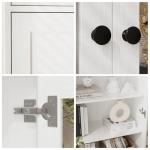 TUSY 85.5" Modern Tall Bookcase with Glass Doors, 7-Tier Wood Bookshelf with Storage for Home Office, Large Curio Cabinet for Living Room, Office, Bedroom, Family Room (White, BBB)