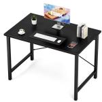 Sweetcrispy Small Computer Office Desk 40 Inch Student Study Writing Work with Metal Frame Wood Tabletop Modern Simple Home Bedroom PC Table - Black