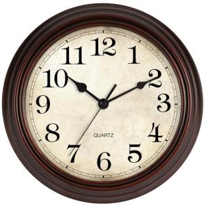 HYLANDA Wall Clock, 12 Inch Silent Non Ticking Battery Operated Clocks, Decorative for Living Room, Bedrooms, Kitchen (Bronze)