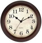 HYLANDA Wall Clock, 12 Inch Silent Non Ticking Battery Operated Clocks, Decorative for Living Room, Bedrooms, Kitchen (Bronze)