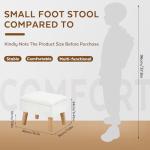 FIMIVIBI Storage Ottoman, Small Foot Stool Ottoman with Storage, Teddy Velvet Foot Rest with Wood Legs, Footstool for Living Room, Bedroom, Entryway, White