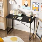 Sweetcrispy Small Computer Office Desk 40 Inch Student Study Writing Work with Metal Frame Wood Tabletop Modern Simple Home Bedroom PC Table - Black