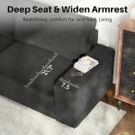 Vesgantti 85'' Chenille Couch for Living Room, 3 Seater Comfy Sofa with Wide Armrest, Thick Spring Cushions, Modern Cloud Couch for Apartment, Office, Bedroom, Small Space, Chenille Dark Grey