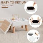 FIMIVIBI Storage Ottoman, Small Foot Stool Ottoman with Storage, Teddy Velvet Foot Rest with Wood Legs, Footstool for Living Room, Bedroom, Entryway, White