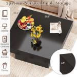 Giantex LED Coffee Table, Square Center Table with Remote, 21 Dynamic Modes, 20 Static Colors, Adjustable Brightness & Speed, Wood Low Cocktail Accent Table, Modern Living Room Table (Black)