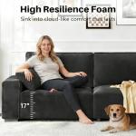 Vesgantti 85'' Chenille Couch for Living Room, 3 Seater Comfy Sofa with Wide Armrest, Thick Spring Cushions, Modern Cloud Couch for Apartment, Office, Bedroom, Small Space, Chenille Dark Grey